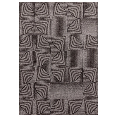 Charcoal Abstract Funky Modern Easy To Clean Geometric Rug For Diningroom-80Cm X 150Cm - image 1