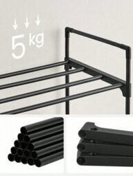 LEDREM 3-Tier Shoe Rack, Shoe Storage Organiser, Metal Storage Rack, Fits 12 To 15 Pairs Of Shoes, Stackable Shoe Shelf - thumbnail 4