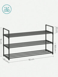 LEDREM 3-Tier Shoe Rack, Shoe Storage Organiser, Metal Storage Rack, Fits 12 To 15 Pairs Of Shoes, Stackable Shoe Shelf - thumbnail 6