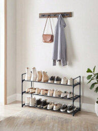 LEDREM 3-Tier Shoe Rack, Shoe Storage Organiser, Metal Storage Rack, Fits 12 To 15 Pairs Of Shoes, Stackable Shoe Shelf - thumbnail 1