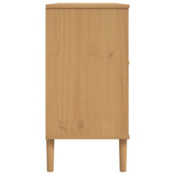 Berkfield Modern Sideboard Senja Rattan Look Brown 112X40X80 Cm Solid Wood Pine - thumbnail 7