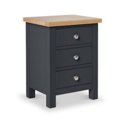 Farro Charcoal Bedside Table - Fully Assembled 3 Drawer Cabinet - By Roseland Furniture