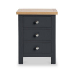 Farro Charcoal Bedside Table - Fully Assembled 3 Drawer Cabinet - By Roseland Furniture - thumbnail 3