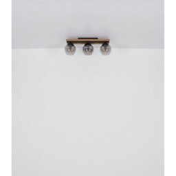 Luminosa Lighting Luminosa Conni Globe Ceiling Light Matt Black Wood Dark Brown Smoke Glass Shade 3X E27 - thumbnail 6