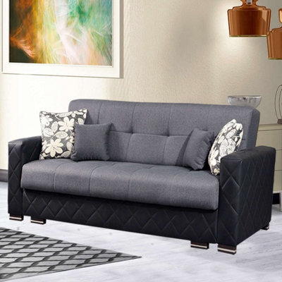 Sliding Wardrobes 4 u LTD Chenchan Fabric Storage 2 Seater Sofa Bed Available In 2 Color -  Black/grey 2Seater - image 1