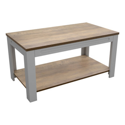 Avf  90Cm X 50Cm Whitesands Coffee Table (Satin Grey & Wood) - image 1
