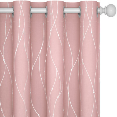 Deconovo Dot Line Decorative Super Soft Thermal Insulated Energy Saving Blackout Curtains Coral Pink W52 X L84 Inch 2 Panels - image 1