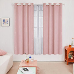 Deconovo Dot Line Decorative Super Soft Thermal Insulated Energy Saving Blackout Curtains Coral Pink W52 X L84 Inch 2 Panels - thumbnail 3