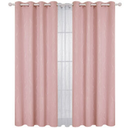 Deconovo Dot Line Decorative Super Soft Thermal Insulated Energy Saving Blackout Curtains Coral Pink W52 X L84 Inch 2 Panels - thumbnail 2