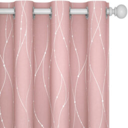 Deconovo Dot Line Decorative Super Soft Thermal Insulated Energy Saving Blackout Curtains Coral Pink W52 X L84 Inch 2 Panels - thumbnail 1