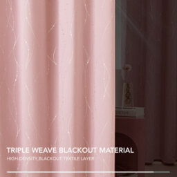 Deconovo Dot Line Decorative Super Soft Thermal Insulated Energy Saving Blackout Curtains Coral Pink W52 X L84 Inch 2 Panels - thumbnail 6