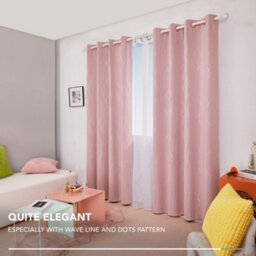 Deconovo Dot Line Decorative Super Soft Thermal Insulated Energy Saving Blackout Curtains Coral Pink W52 X L84 Inch 2 Panels - thumbnail 5