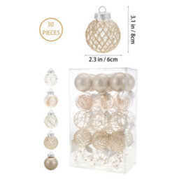 Living And Home 30-Piece Set Of Champagne Christmas Ball Christmas Tree Decorations 6Cm Diameter X 8Cm Height - thumbnail 9
