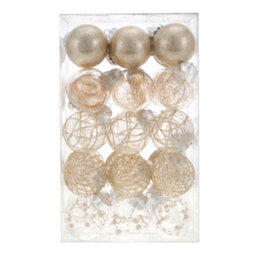 Living And Home 30-Piece Set Of Champagne Christmas Ball Christmas Tree Decorations 6Cm Diameter X 8Cm Height - thumbnail 4