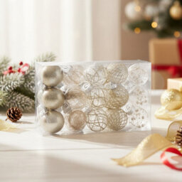Living And Home 30-Piece Set Of Champagne Christmas Ball Christmas Tree Decorations 6Cm Diameter X 8Cm Height - thumbnail 2