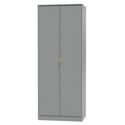 Nashville Ready Assembled Contemporary Matt Grey Tall Double Wardrobe (H)1960mm (W)740mm (D)520mm - image 1