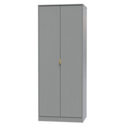 Nashville Ready Assembled Contemporary Matt Grey Tall Double Wardrobe (H)1960mm (W)740mm (D)520mm - thumbnail 1