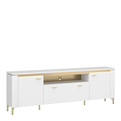 Furniture To Go Lazio Tv Cabinet 2 Door 1 Drawer In Alpine White/white Gloss - image 1