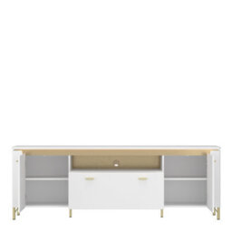 Furniture To Go Lazio Tv Cabinet 2 Door 1 Drawer In Alpine White/white Gloss - thumbnail 2