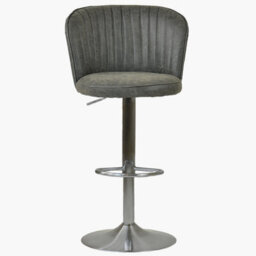 Lakeland Furniture Flynn Slate Grey Faux Leather Brushed Steel Gas Lift Base Bar Stool
