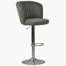 Lakeland Furniture Flynn Slate Grey Faux Leather Brushed Steel Gas Lift Base Bar Stool - thumbnail 2