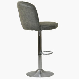 Lakeland Furniture Flynn Slate Grey Faux Leather Brushed Steel Gas Lift Base Bar Stool - thumbnail 3