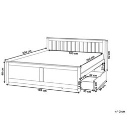 Beliani Bed With 2 Drawers Pine Wood Olendon 180 X 200 Cm (Eu Super King) White - thumbnail 3