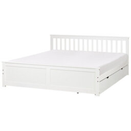 Beliani Bed With 2 Drawers Pine Wood Olendon 180 X 200 Cm (Eu Super King) White - thumbnail 5