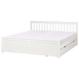 Beliani Bed With 2 Drawers Pine Wood Olendon 180 X 200 Cm (Eu Super King) White - thumbnail 4