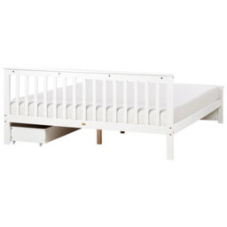 Beliani Bed With 2 Drawers Pine Wood Olendon 180 X 200 Cm (Eu Super King) White - thumbnail 8