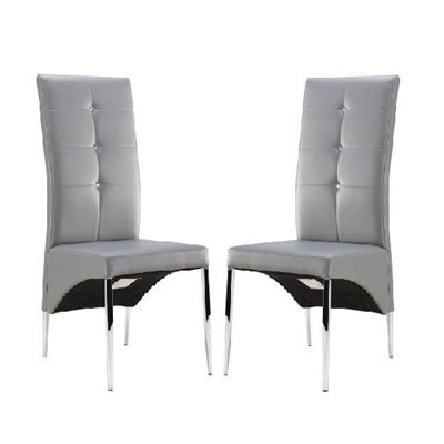 Furniture in Fashion Vesta Studded Grey Faux Leather Dining Chairs In Pair - image 1