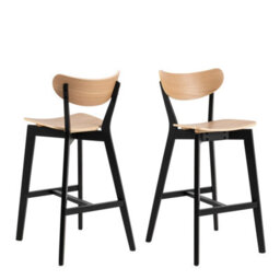 Wyld Haus Krakow Rectangular Bar Dining Set - Natural Oak Effect And Black, Table And 2 Stools - thumbnail 6