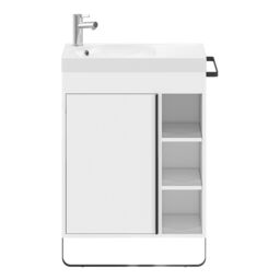 GoodHome Maza White Freestanding Vanity Unit & Basin Set - Includes Black Towel Rail (W)650mm (H)820mm - thumbnail 2