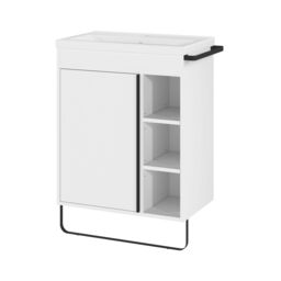 GoodHome Maza White Freestanding Vanity Unit & Basin Set - Includes Black Towel Rail (W)650mm (H)820mm - thumbnail 5
