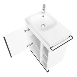 GoodHome Maza White Freestanding Vanity Unit & Basin Set - Includes Black Towel Rail (W)650mm (H)820mm - thumbnail 7