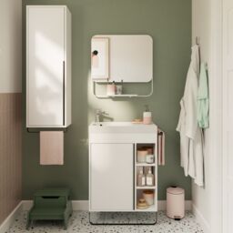 GoodHome Maza White Freestanding Vanity Unit & Basin Set - Includes Black Towel Rail (W)650mm (H)820mm - thumbnail 8