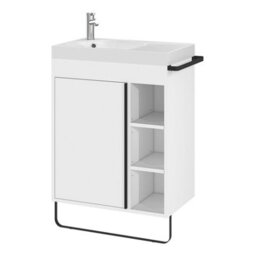 GoodHome Maza White Freestanding Vanity Unit & Basin Set - Includes Black Towel Rail (W)650mm (H)820mm - thumbnail 1