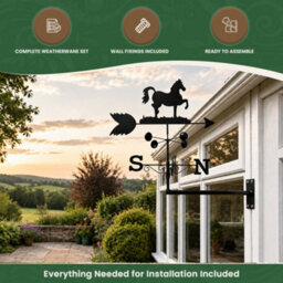 Garden Market Place Weathervane - Horse Steel Weathervane With Ground Spike And Wall Fixing. - thumbnail 7