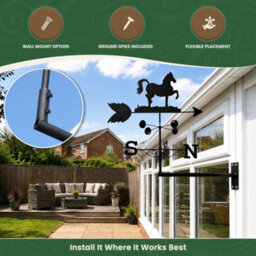 Garden Market Place Weathervane - Horse Steel Weathervane With Ground Spike And Wall Fixing. - thumbnail 4