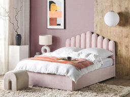 Beliani Ottoman Bed Velvet Vincennes 160 X 200 Cm (Eu King Size) Pastel Pink - thumbnail 2