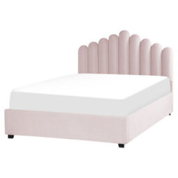 Beliani Ottoman Bed Velvet Vincennes 160 X 200 Cm (Eu King Size) Pastel Pink - thumbnail 5