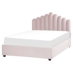 Beliani Ottoman Bed Velvet Vincennes 160 X 200 Cm (Eu King Size) Pastel Pink - thumbnail 4