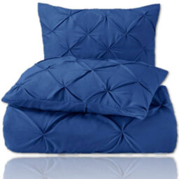 TheWhiteWater Limited Pintuck Duvet Cover Set + Matching Pillowcases With Bedsheet - 3In1 Hotel Style Bedding Set - Royal Blue - thumbnail 6