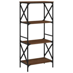 Berkfield Industrial Bookcase 4-Tier Brown Oak 59X35X132 Cm Engineered Wood