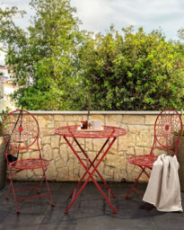 Beliani Set Of 2 Garden Chairs Scario Metal Red - thumbnail 2