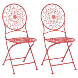 Beliani Set Of 2 Garden Chairs Scario Metal Red - thumbnail 1
