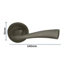 UAP Limited Uap Scimitar Lever On Rose Door Handles Pair Complete Bathroom Set In Metal Grey - thumbnail 4
