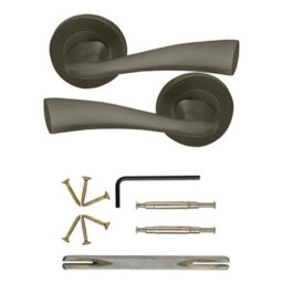 UAP Limited Uap Scimitar Lever On Rose Door Handles Pair Complete Bathroom Set In Metal Grey - thumbnail 3