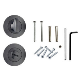 UAP Limited Uap Scimitar Lever On Rose Door Handles Pair Complete Bathroom Set In Metal Grey - thumbnail 9