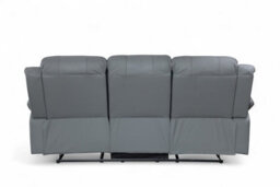 Grey Faux Leather 3 Seater Recliner Sofa Varesa - thumbnail 7